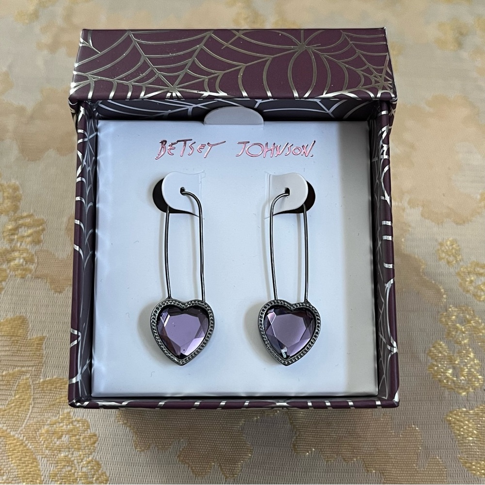 Betsey Johnson Purple Heart earrings